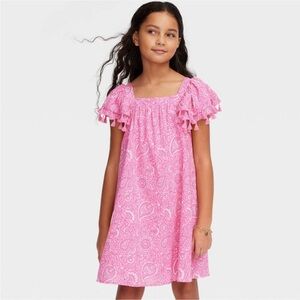 Roller Rabbit x Target Girls' Pink Paisley Ruffle-Sleeve Dress